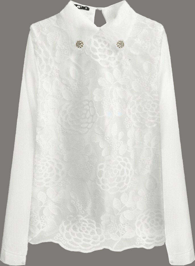 Dámská elegantní dámská halenka v barvě ecru s límečkem 413 LJR, odcienie bieli L (40) i392_13283-49