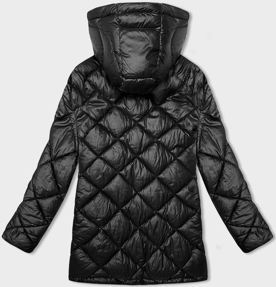 Černá péřová bunda s kapucí W COLLECTION, odcienie czerni S (36) i392_22550-46