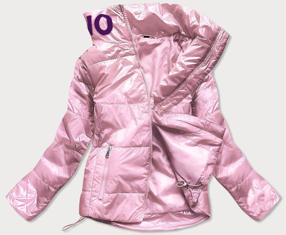 Krátká růžová prošívaná bunda pro ženy se stojáčkem VJ98FM SWEST, odcienie różu XXL (44) i392_16479-48