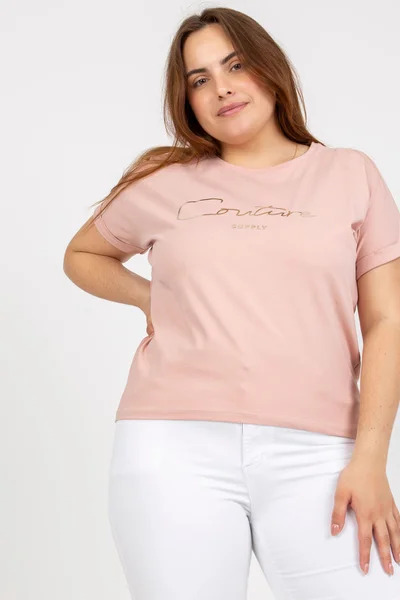 Prašně růžové plus size tričko s nápisem Fashionhunters