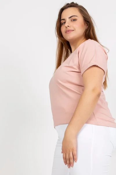 Prašně růžové plus size tričko s nápisem Fashionhunters