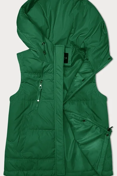 Zelená péřová dámská vesta s kapucí GreenFeather