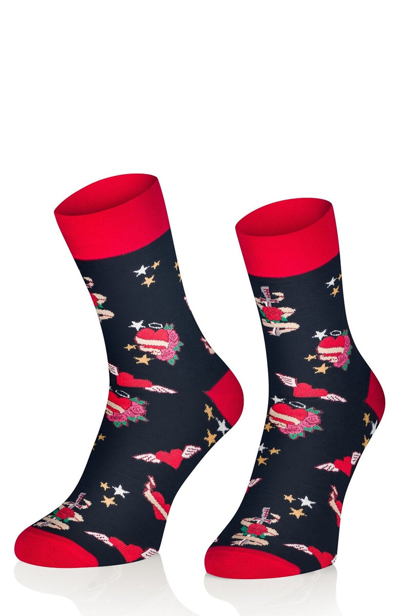 Mužské vášnivé valentýnské ponožky, grafitovo-červená 44-46 i384_28279758