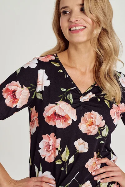 Květinová dámská noční košile Taro peony krr S-XL