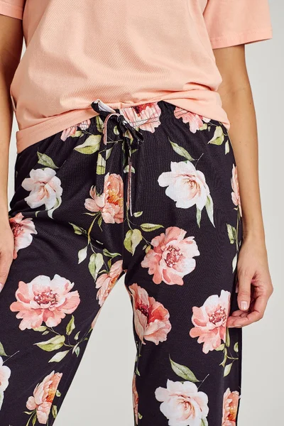 Květinové pyžamo pro ženy Taro Margot meruňka S-XL
