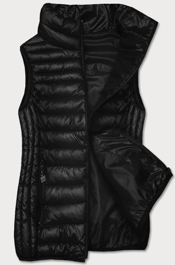 Černá péřová dámská vesta s pružnými lemovkami, odcienie czerni XXL (44) i392_23459-48