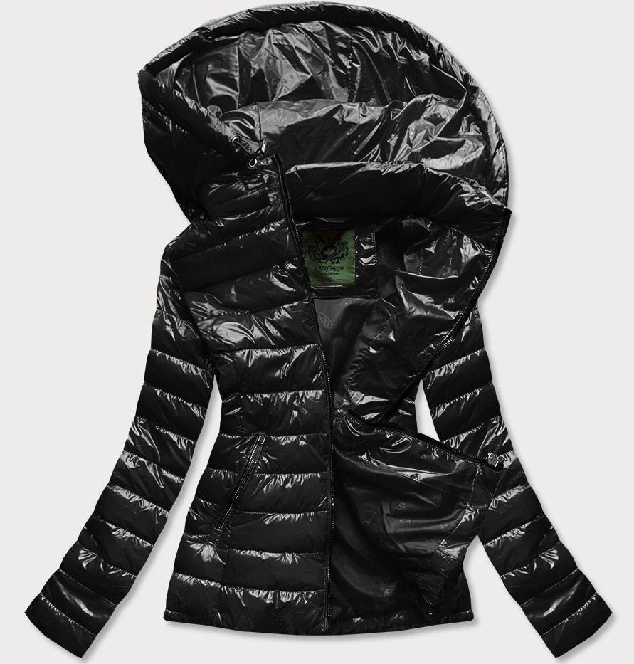 Krátká černá prošívaná bunda pro ženy s kapucí P27M3 CANADA Mountain, odcienie czerni XXL (44) i392_16486-48