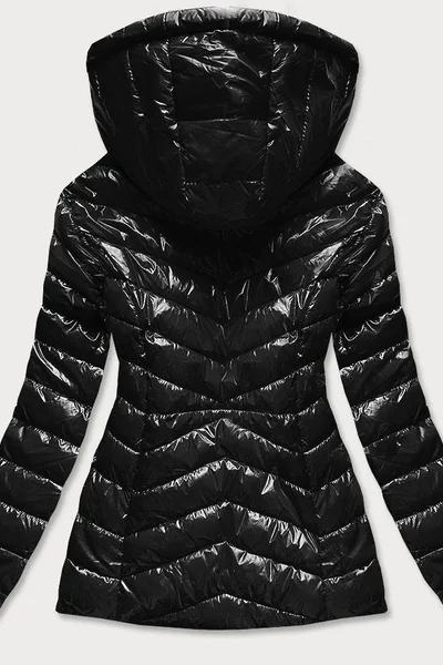 Krátká černá prošívaná bunda pro ženy s kapucí P27M3 CANADA Mountain