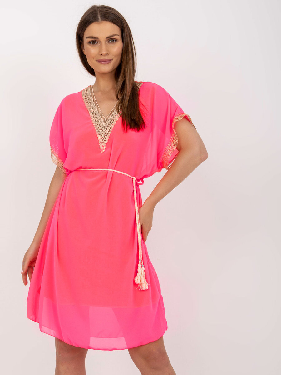 Dámské šaty DHJ SK 7N6 fluo růžová FPrice, jedna velikost i523_2016103236671