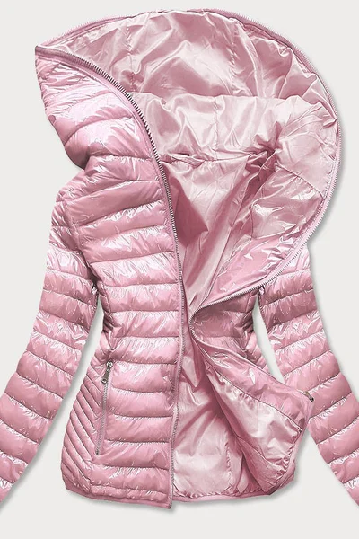 Růžová prošívaná bunda pro ženy s kapucí JS60 S'WEST