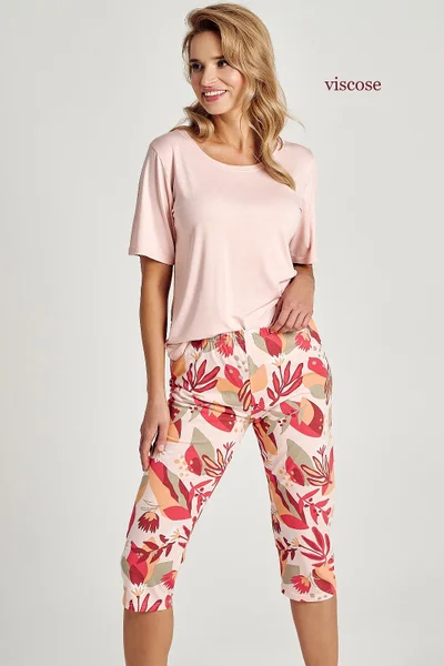 Růžové viskózové pyžamo pro ženy Taro Lily