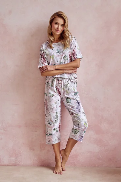 Květinové pyžamo pro ženy Taro Olive