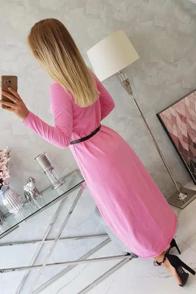 Dámské šaty s páskem a nápisem Light Pink K-Fashion