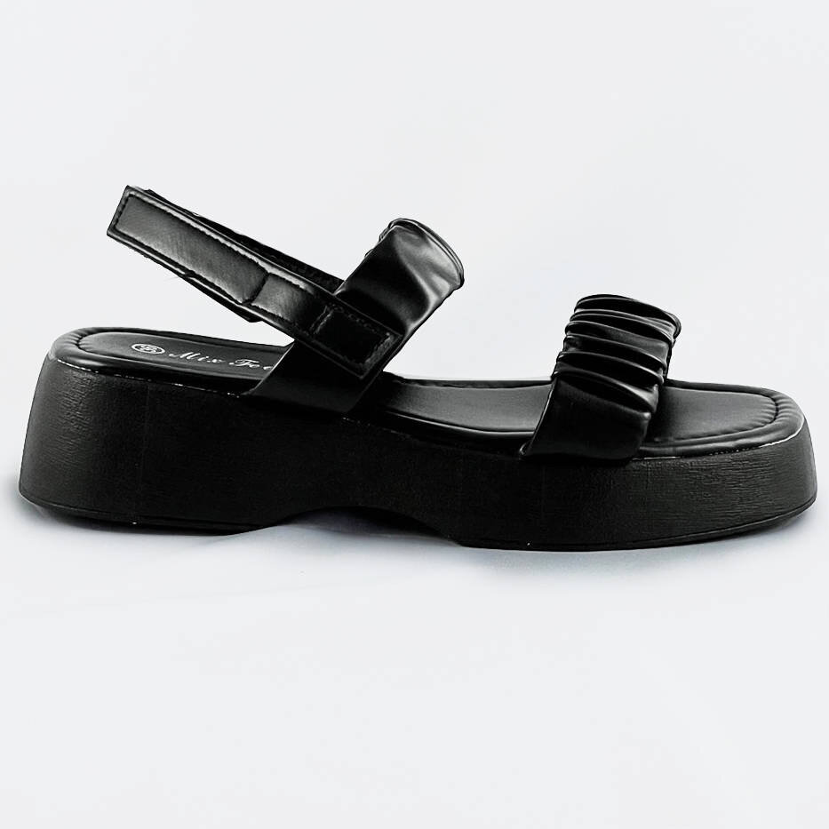 Dámské černé sandály na nízké platformě 0F59 Mix Feel, odcienie czerni XL (42) i392_20256-21