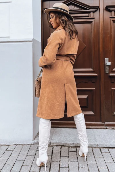 Elegantní dámský podzimní kabát NANCY camel od Dstreet