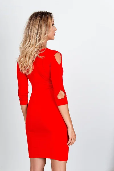 Červené elegantní dámské šaty - SoSimply s výřezy