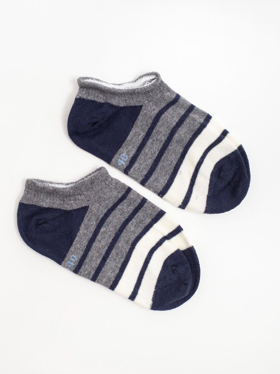 Šedé a tmavě modré pruhované krátké ponožky FPrice, 36-40 i523_2016102594802