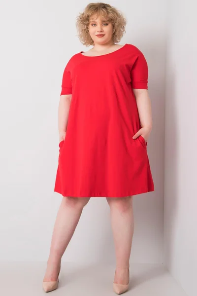 Dámské červené volné šaty plus velikosti FPrice