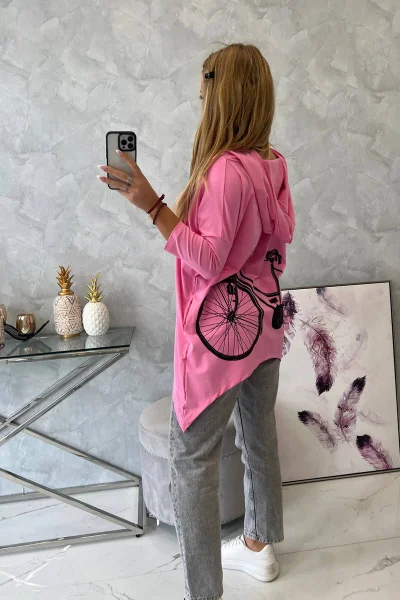 Dámská růžová cyklo mikina s kapucí K-Fashion