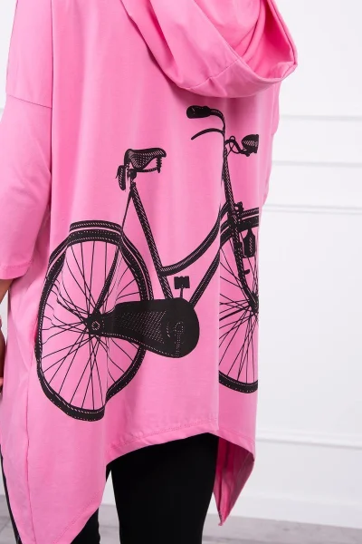 Dámská růžová cyklo mikina s kapucí K-Fashion