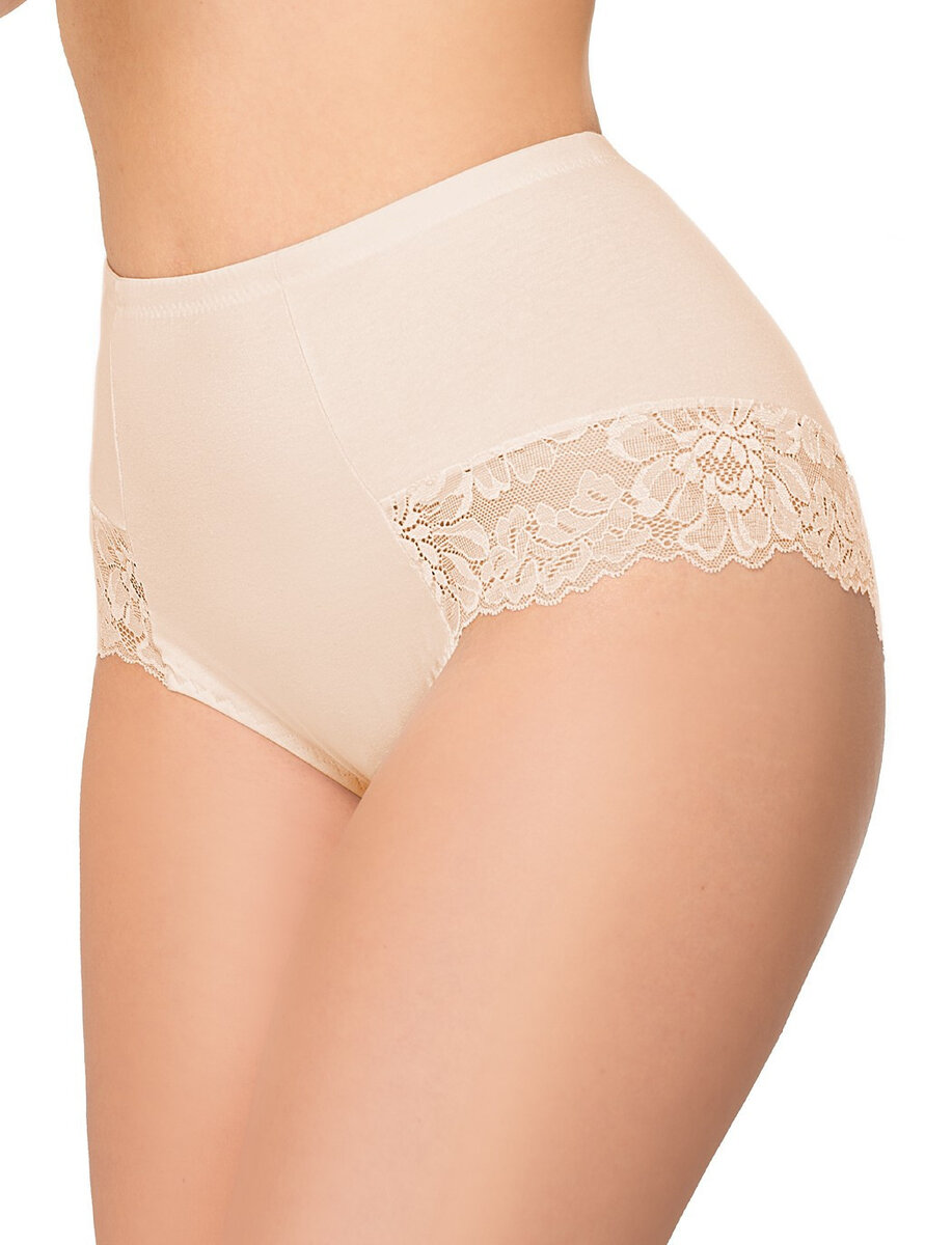 Klasické dámské kalhotky s vestavěným střihem a květinovou krajkou od značky Ewana, bílá S i384_3442057