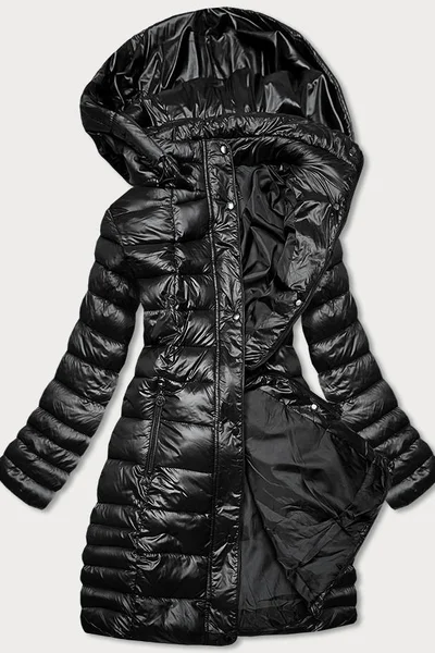 Černá bunda na zimu pro ženy s odnímatelnou kapucí - PŘÍNO