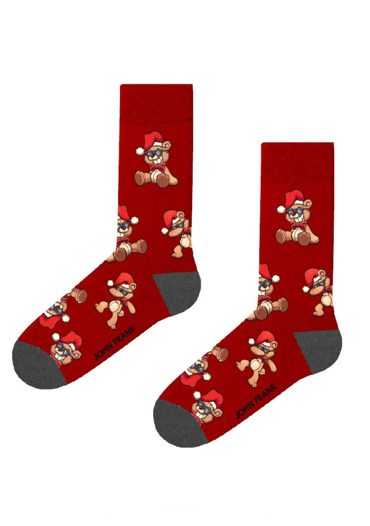Vánoční trendy pánské ponožky John Frank, Červená UNI i321_73647-448594