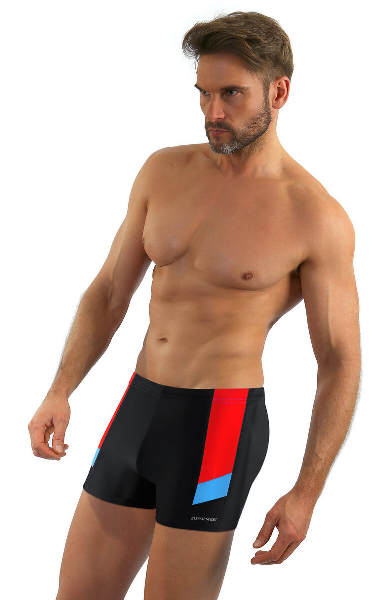 Pánské plavky - boxerky BD 94MGCW - Sesto Senso, černá-modrá-červená L i10_P37856_1:1667_2:90_