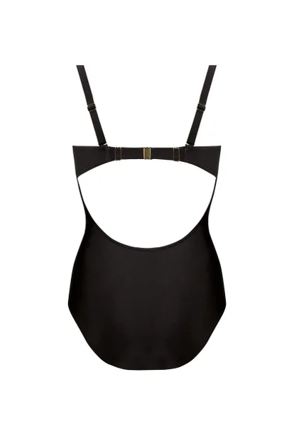 Černé elegantní jednodílné plavky s vyztuženými košíčky a sponou