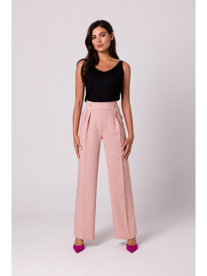 Růžové široké kalhoty s knoflíky BE, EU S i529_38632458606022692
