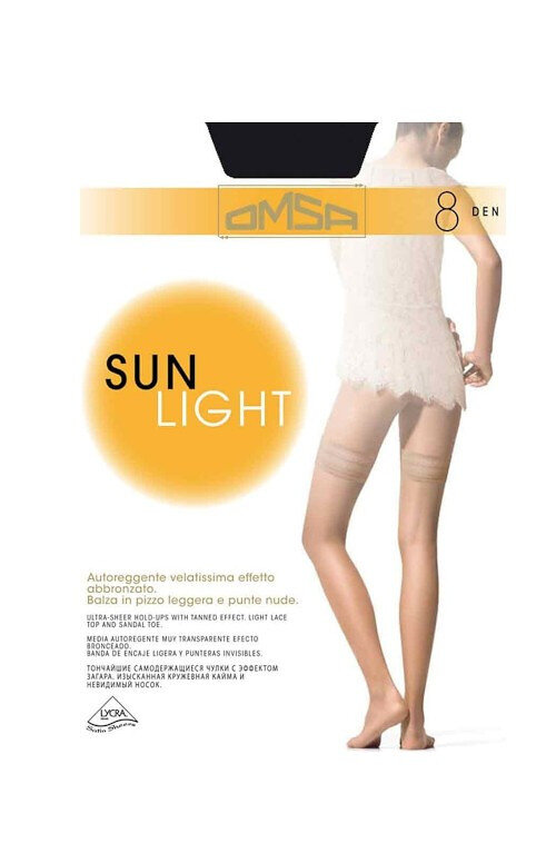 Dámské samodržící punčochy Omsa Sun Light 8 den, béžová přírodní/odd.béžová 3-M i384_30586864