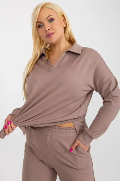 Kompletní plus size set Tmavě béžový LK KMPL