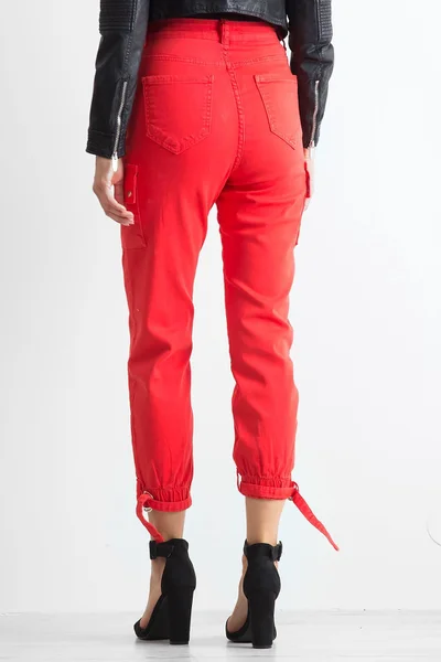Dámské červené kalhoty s kapsami FPrice