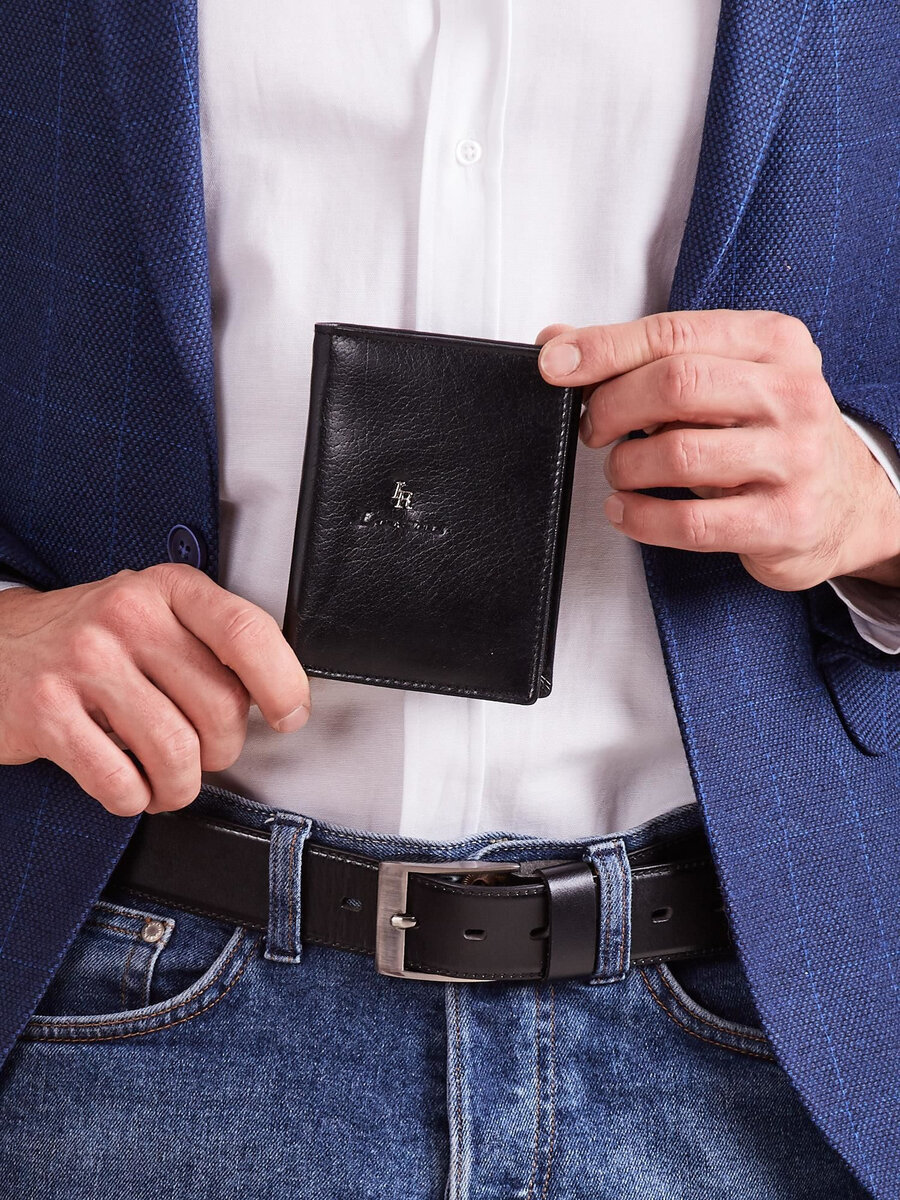 Pánská černá kožená peněženka se sponou FPrice, jedna velikost i523_2016101513507
