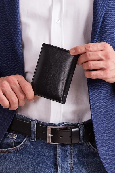 Pánská černá kožená peněženka se sponou FPrice