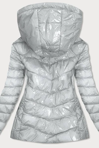 Lesklá stříbrná bunda pro ženy s kapucí HNPO3 S'WEST