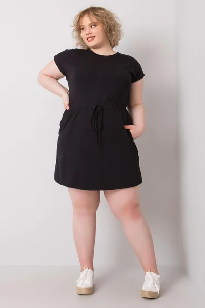 Dámské černé bavlněné šaty plus velikosti FPrice