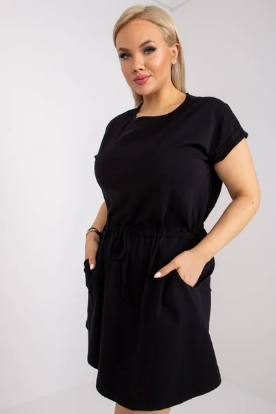 Dámské černé bavlněné šaty plus velikosti FPrice