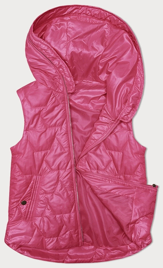 Zlatý zipový neonový kabát s kapucí, odcienie różu XXL (44) i392_23214-48