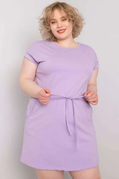 Dámské světle fialové bavlněné šaty plus velikosti FPrice