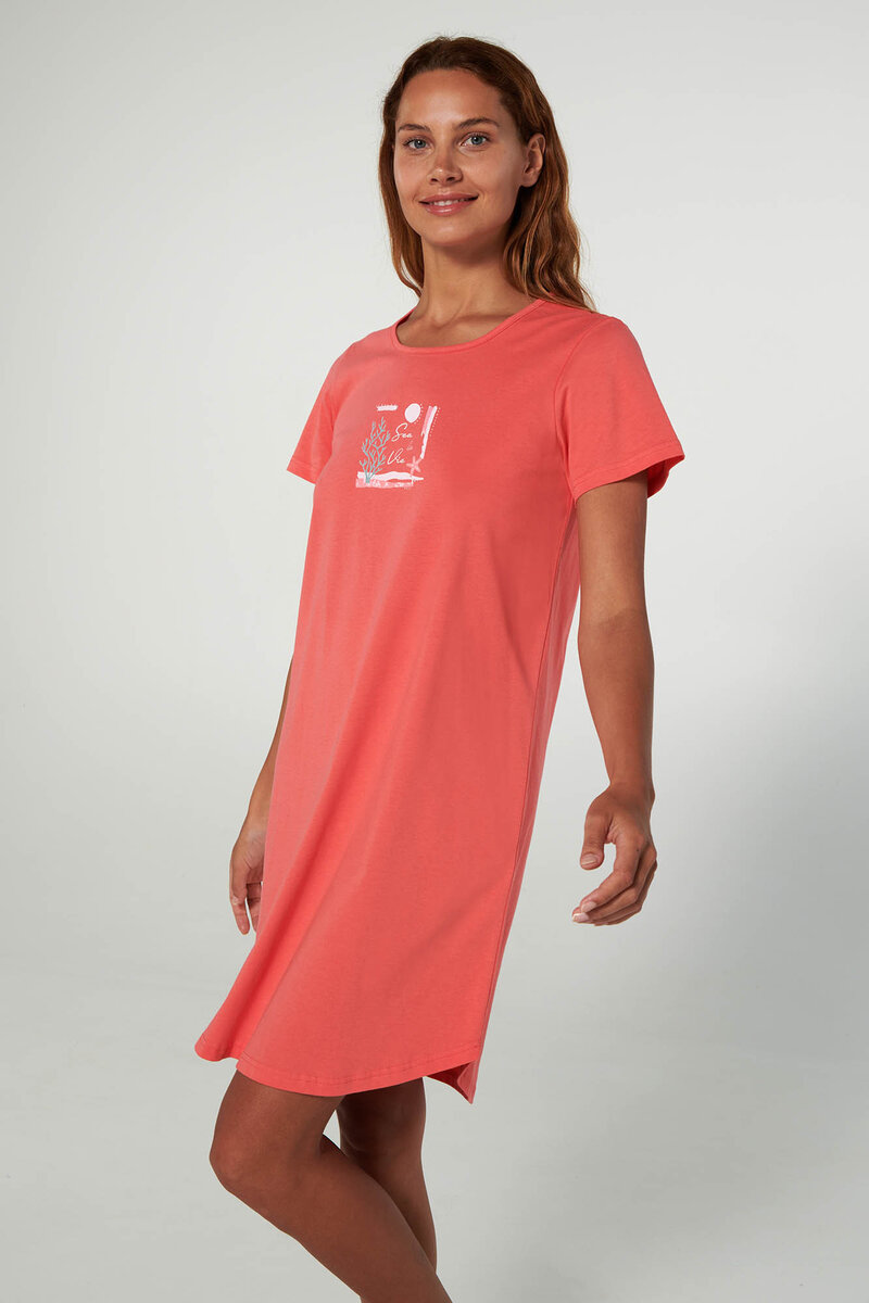 Pohodlná noční košile s krátkými rukávy Vamp, coral berry XL i512_20281_708_5