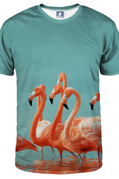 Svěží Unisex Triko Flamingos Teal - Aloha From Deer