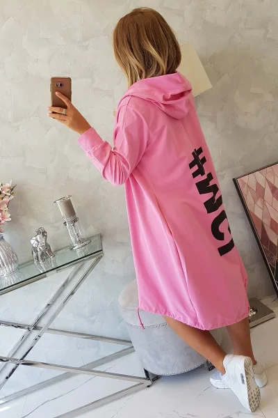 Dámská růžová bunda s potiskem a kapucí K-Fashion