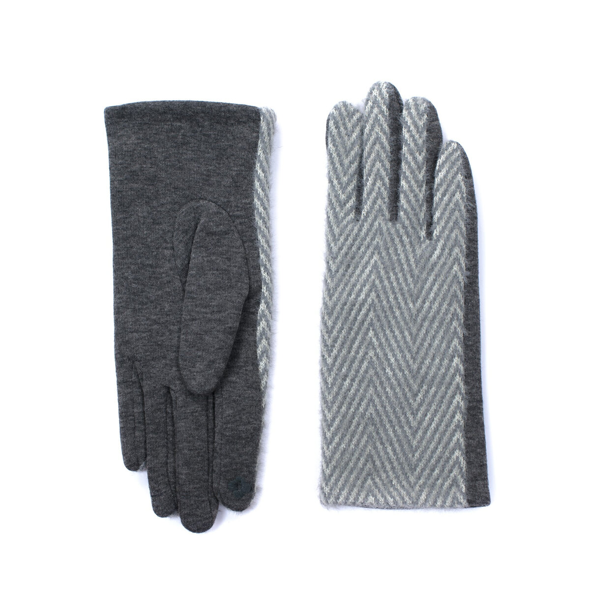 Šedé měkké rukavice s vzorem Herringbone - Polo Elegance, Univerzální i556_62713_264_8