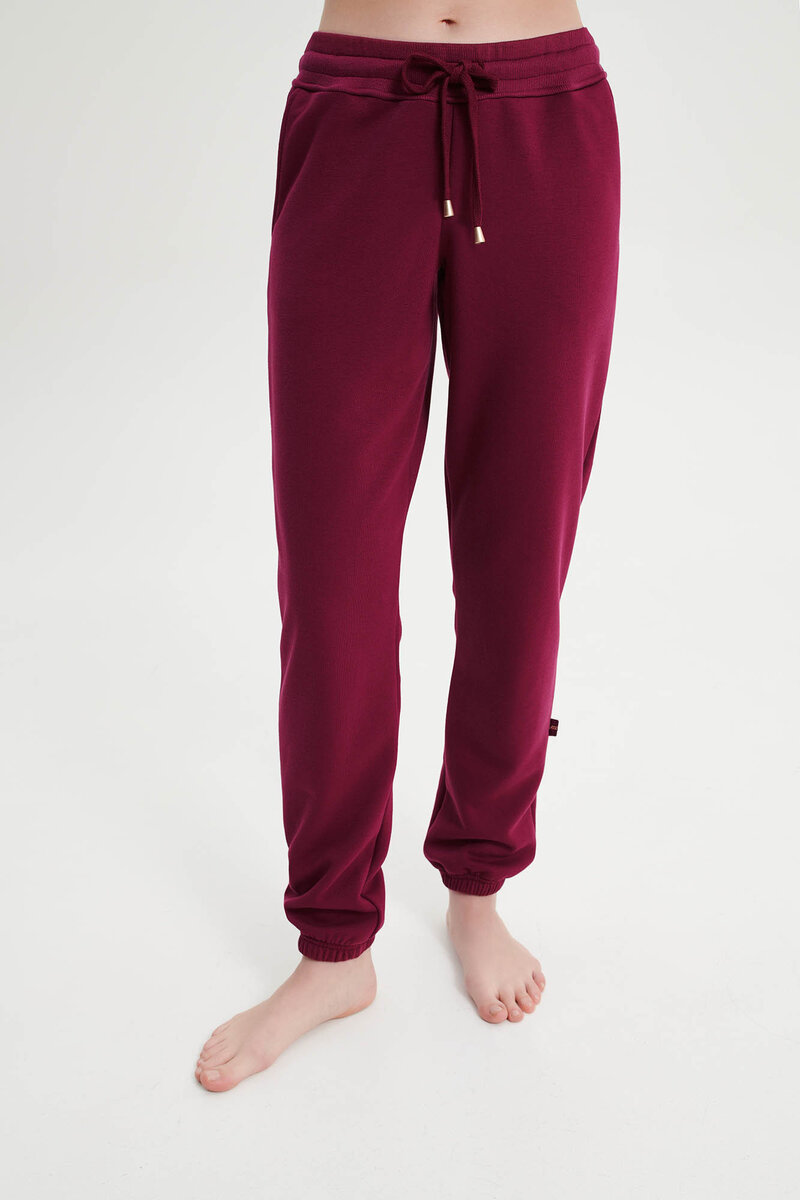Komfortní dámské manžetové kalhoty - RelaxFit, red rhodon L i512_19376_318_4