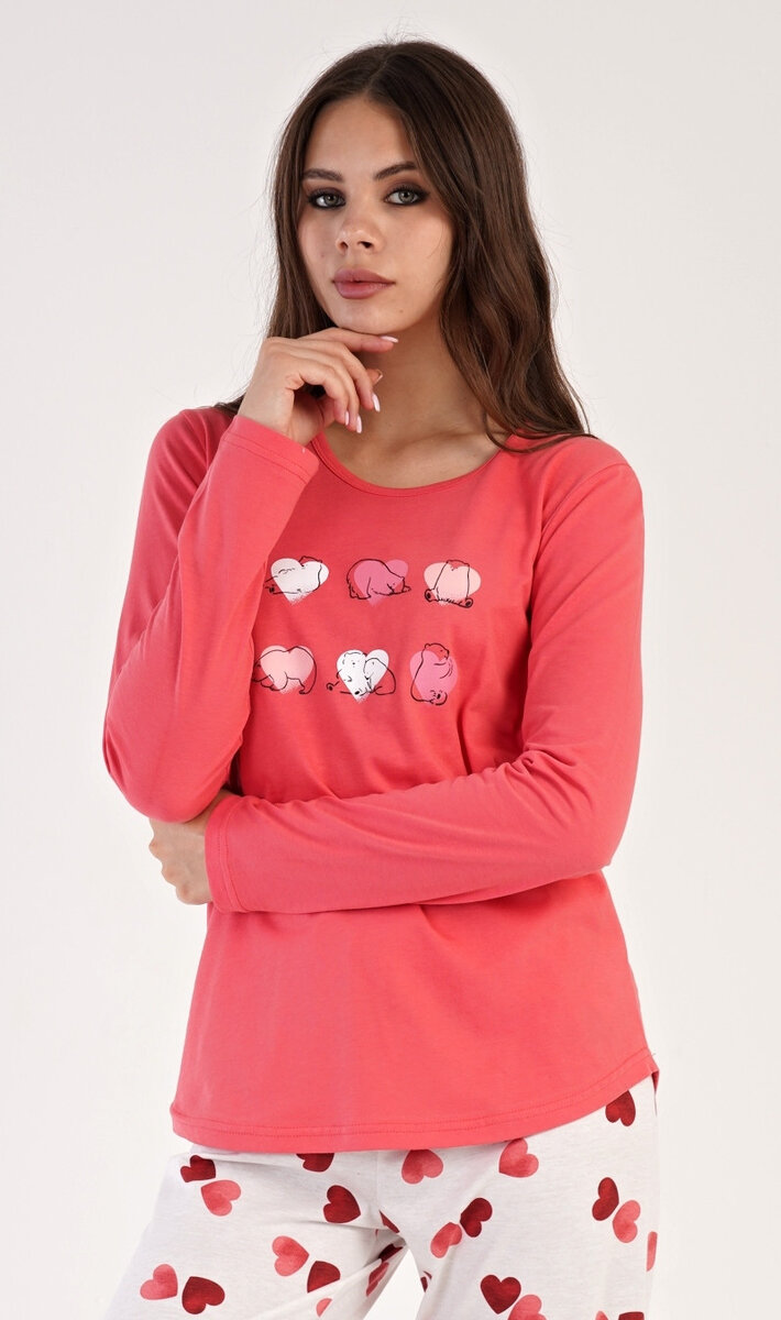 Valentýnské srdíčkové pyžamo Vienetta Secret, jahodová L i232_9382_55455957:jahodová L