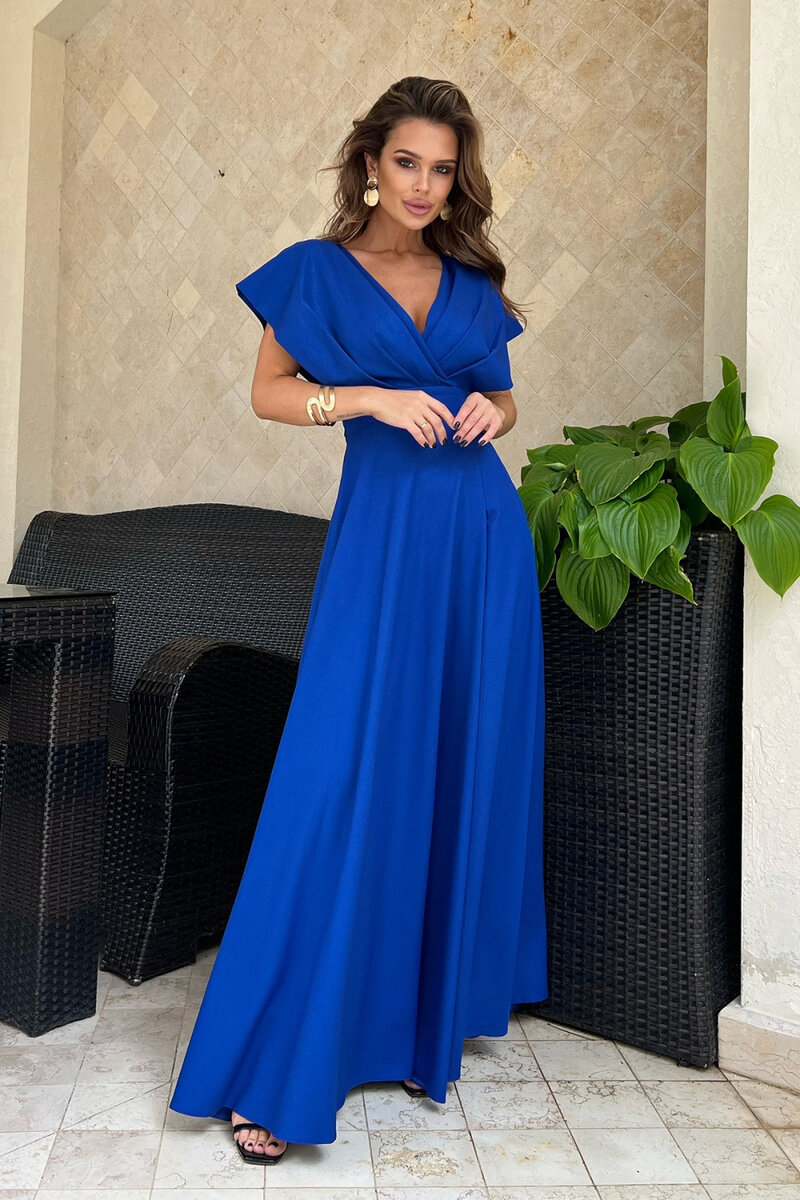 Modré večerní srdíčkové šaty s rozparkem - Elegantní pas, 42 i10_P67467_2:38_