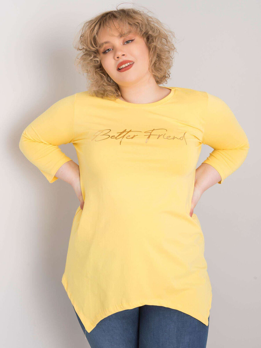 Dámská žlutá dámská halenka s nápisem FPrice, jedna velikost i523_2016102941699