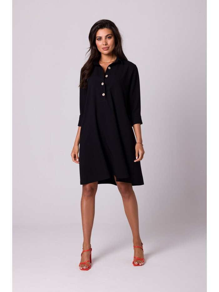 Černé košilové šaty BE s rozšířeným střihem pro dámy, EU S i529_7773183818069621584