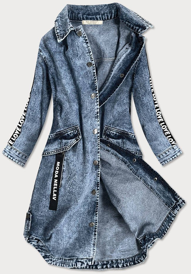 Světle modrá volná dámská džínová bundapřehoz přes oblečení A1WN1 Re-Dress, Modrá XS (34) i392_16538-2